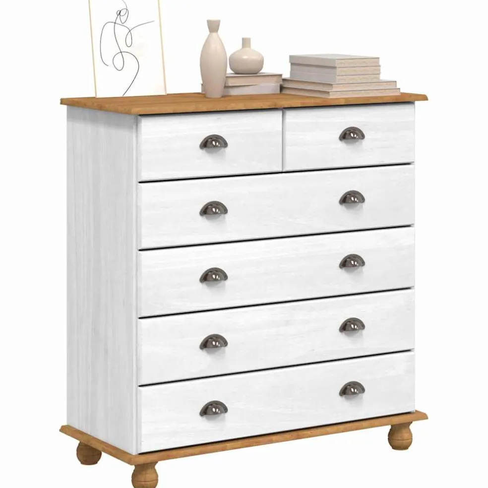 vidaXL Ladekast ASKIM Wit 91 x 40 x 95,5 cm Massief grenenhout