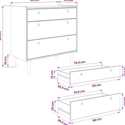 vidaXL Ladekast BILBAO Donkerkaramel 90 x 45 x 89 cm