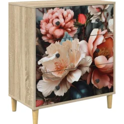 vidaXL Ladekast BORNE Licht pioenroosprint 66 x 36,5 x 75 cm Sonoma