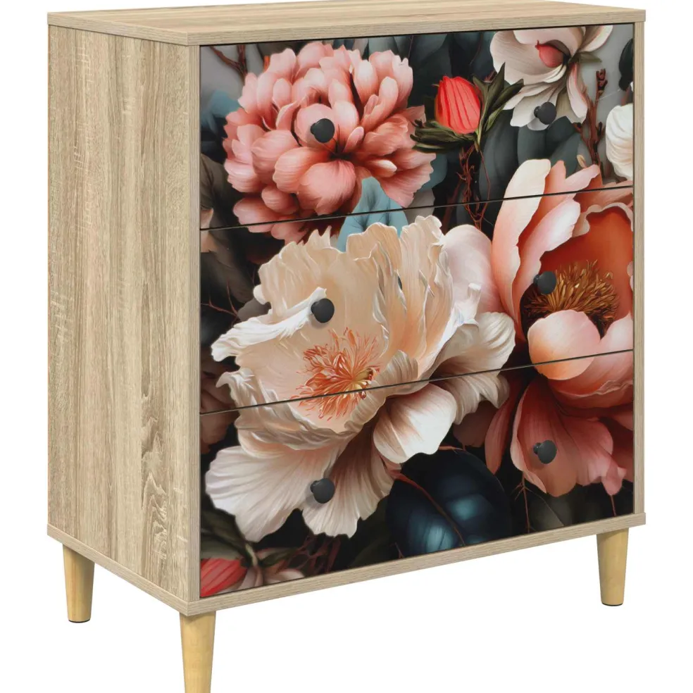 vidaXL Ladekast BORNE Licht pioenroosprint 66 x 36,5 x 75 cm Sonoma