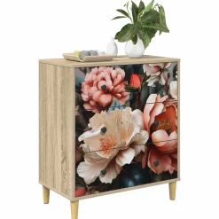 vidaXL Ladekast BORNE Licht pioenroosprint 66 x 36,5 x 75 cm Sonoma