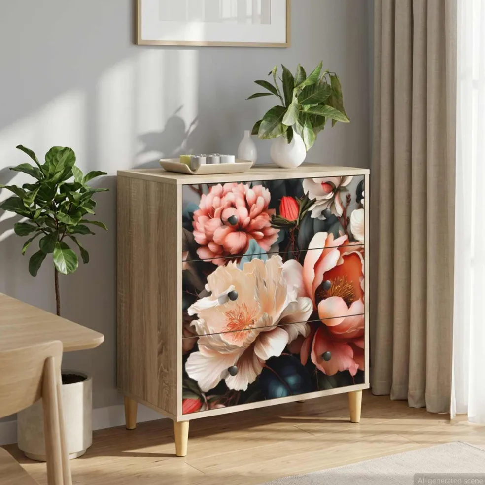 vidaXL Ladekast BORNE Licht pioenroosprint 66 x 36,5 x 75 cm Sonoma