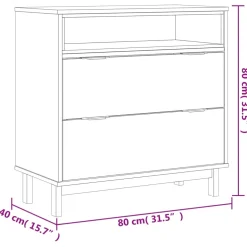 vidaXL Ladekast FLAM 80x40x80 cm massief grenenhout