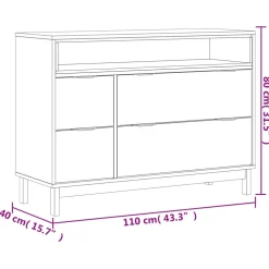 vidaXL Ladekast FLAM 110x40x80 cm massief grenenhout