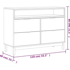 vidaXL Ladekast FLAM 110x40x80 cm massief grenenhout
