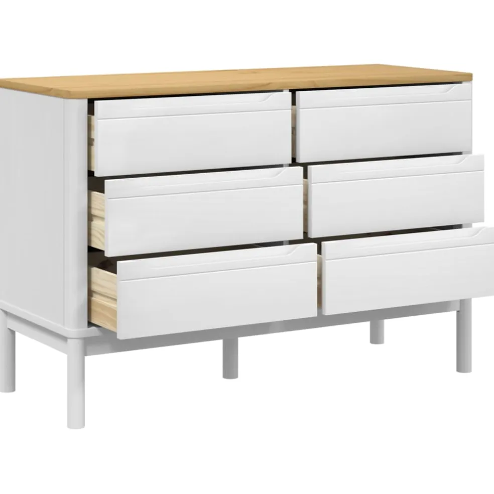 vidaXL Ladekast FLORO massief grenenhout wit