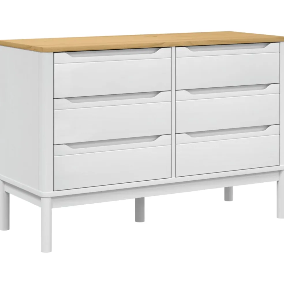 vidaXL Ladekast FLORO massief grenenhout wit