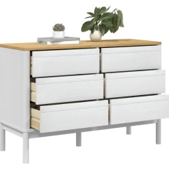 vidaXL Ladekast FLORO massief grenenhout wit