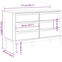 vidaXL Ladekast FLORO massief grenenhout wit