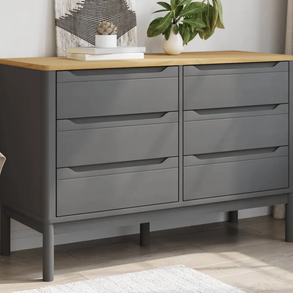 vidaXL Ladekast FLORO massief grenenhout grijs