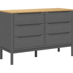 vidaXL Ladekast FLORO massief grenenhout grijs
