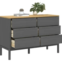 vidaXL Ladekast FLORO massief grenenhout grijs