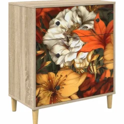 vidaXL Ladekast GENNEP Lelieprint 66 x 36,5 x 75 cm Bewerkt hout