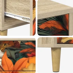 vidaXL Ladekast GENNEP Lelieprint 66 x 36,5 x 75 cm Bewerkt hout