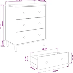 vidaXL Ladekast GENNEP Lelieprint 66 x 36,5 x 75 cm Bewerkt hout