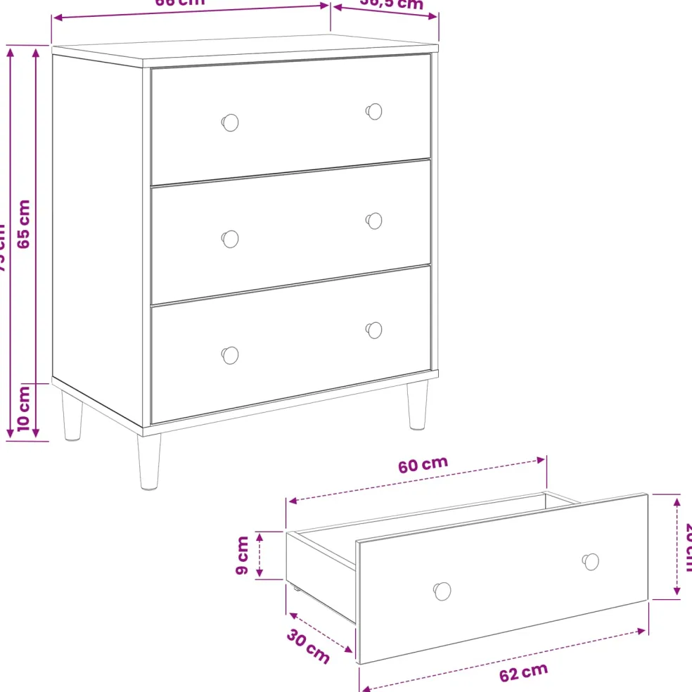 vidaXL Ladekast GENNEP Lelieprint 66 x 36,5 x 75 cm Bewerkt hout
