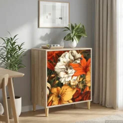 vidaXL Ladekast GENNEP Lelieprint 66 x 36,5 x 75 cm Bewerkt hout