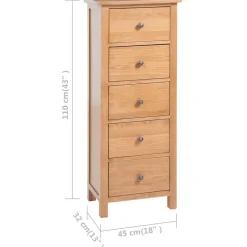 vidaXL Ladekast hoog 45x32x110 cm massief eikenhout