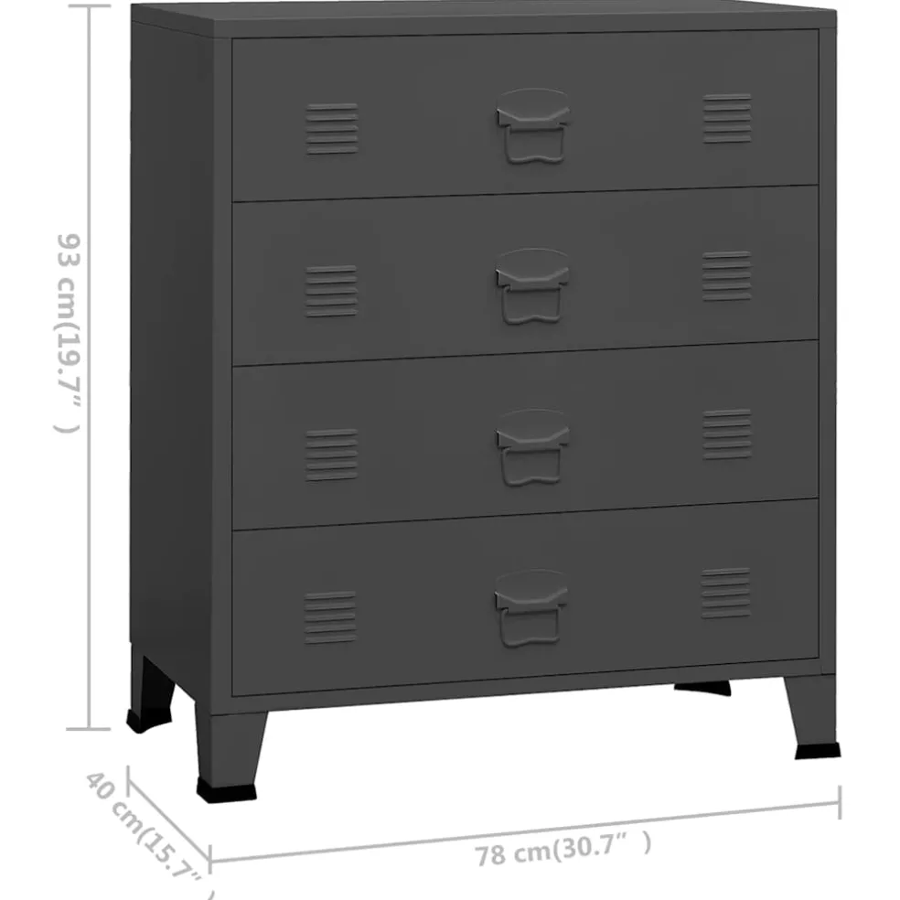 vidaXL Ladekast industrieel 78x40x93 cm metaal antracietkleurig