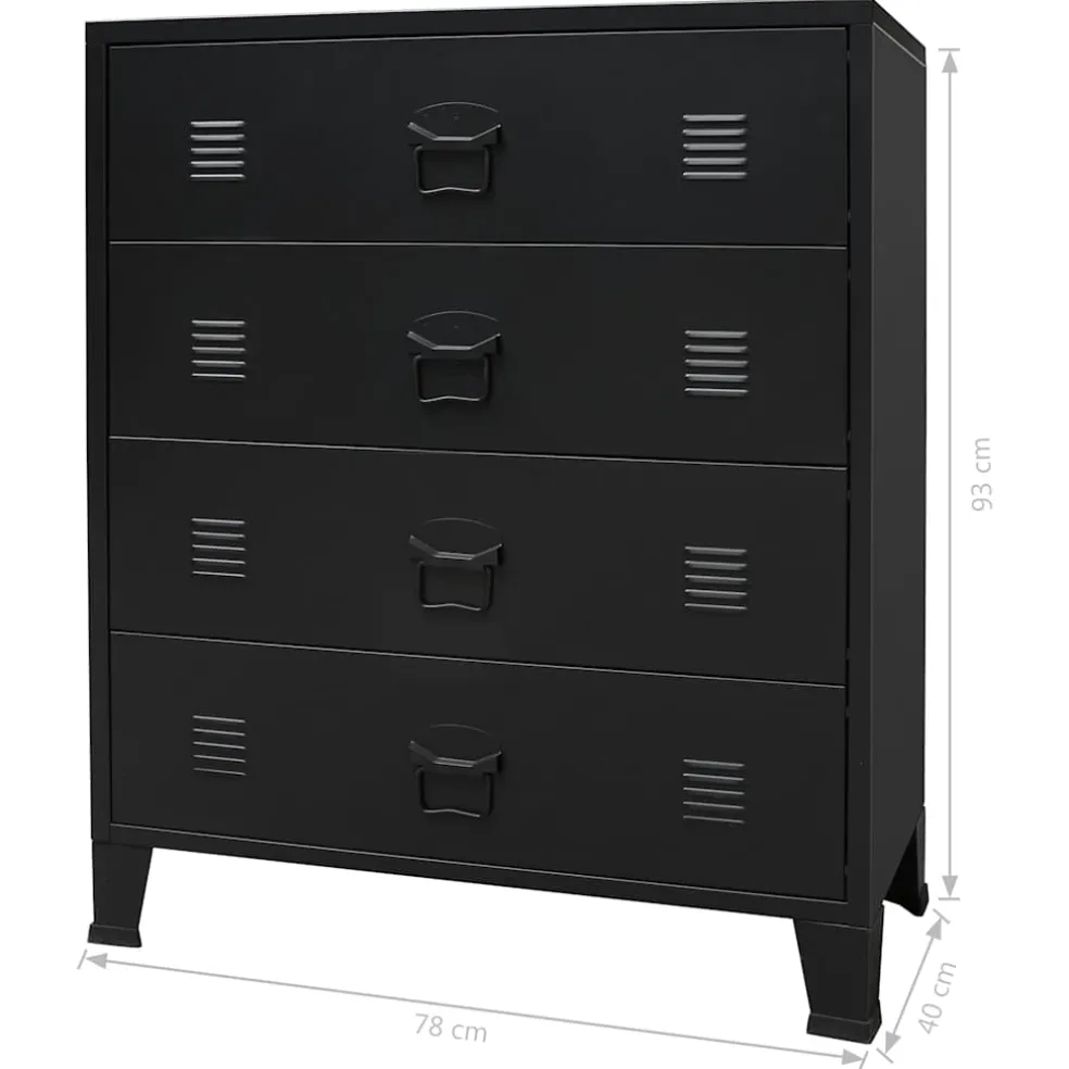 vidaXL Ladekast industriële stijl 78x40x93 cm metaal zwart