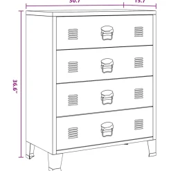 vidaXL Ladekast industriële stijl 78x40x93 cm metaal zwart