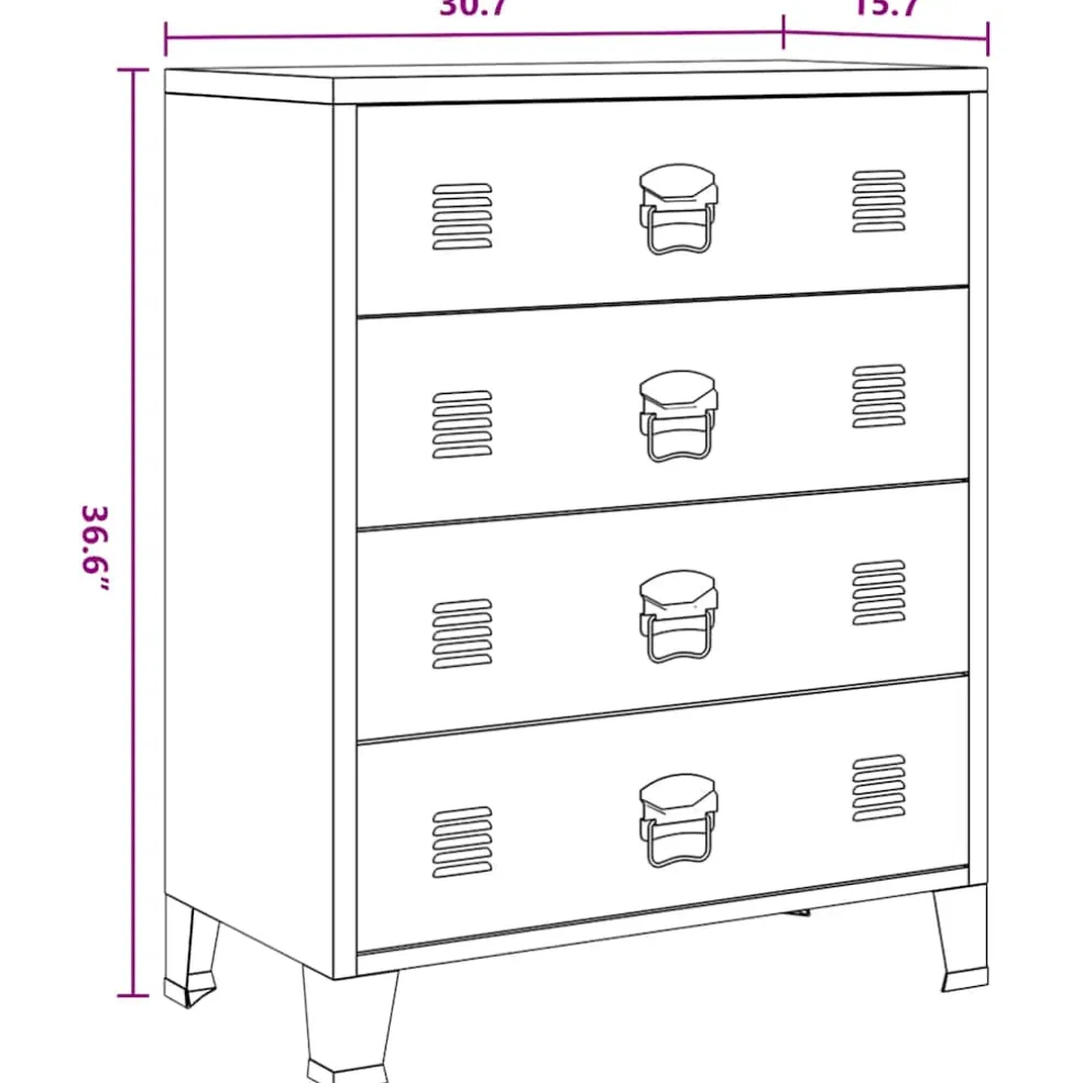 vidaXL Ladekast industriële stijl 78x40x93 cm metaal zwart
