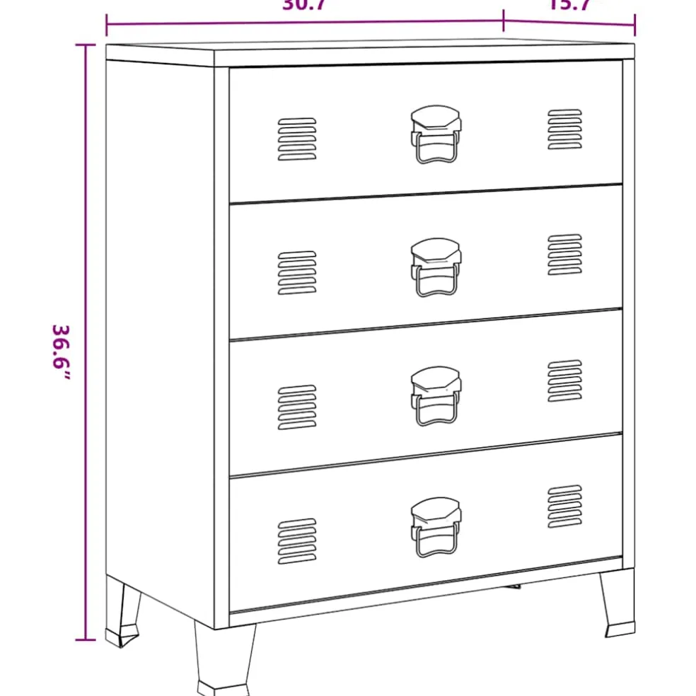 vidaXL Ladekast industriële stijl 78x40x93 cm metaal zwart
