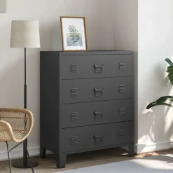 vidaXL Ladekast industriële stijl 78x40x93 cm metaal zwart