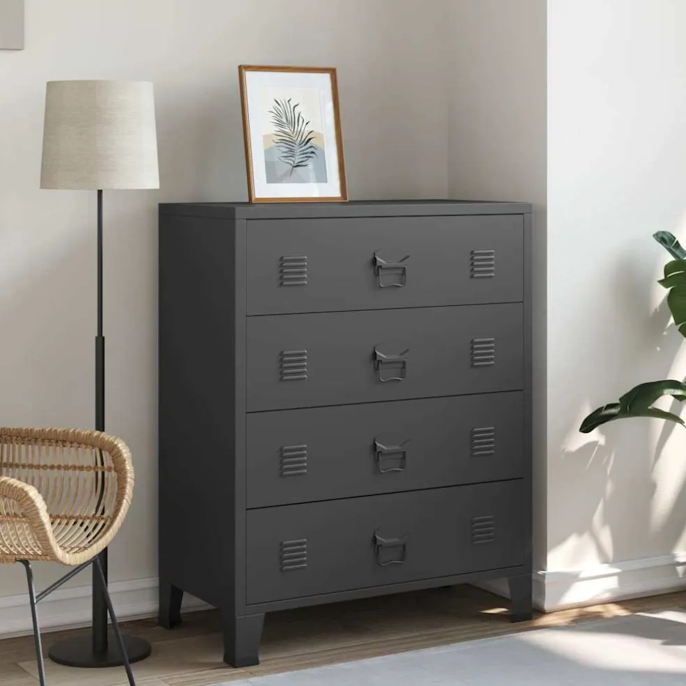 vidaXL Ladekast industriële stijl 78x40x93 cm metaal zwart