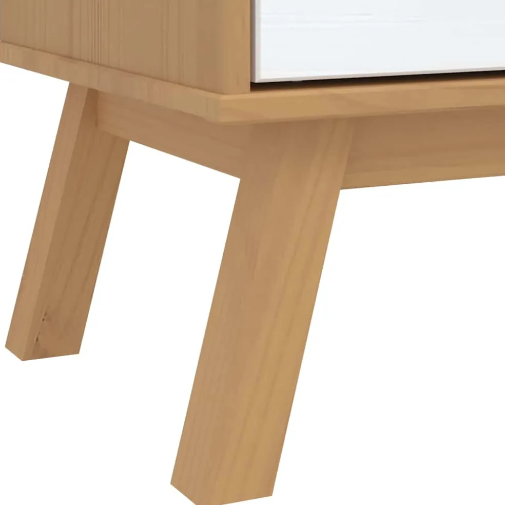 vidaXL Ladekastje OLDEN massief grenenhout wit en bruin