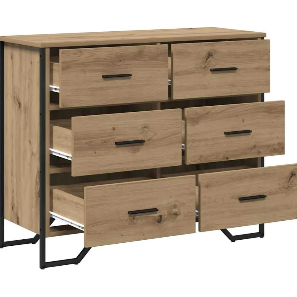 vidaXL Ladekast 6-Lade Artisan Eiken 91 x 35,5 x 74,5 cm