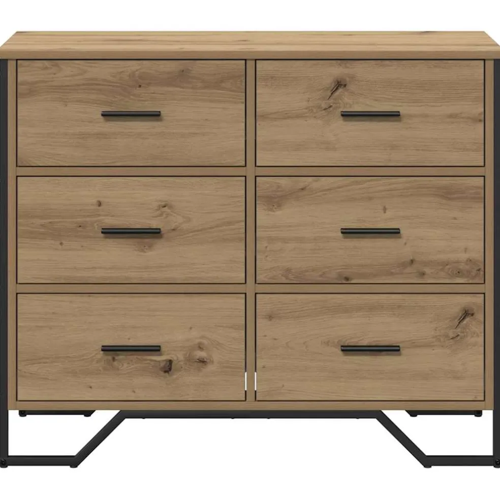 vidaXL Ladekast 6-Lade Artisan Eiken 91 x 35,5 x 74,5 cm