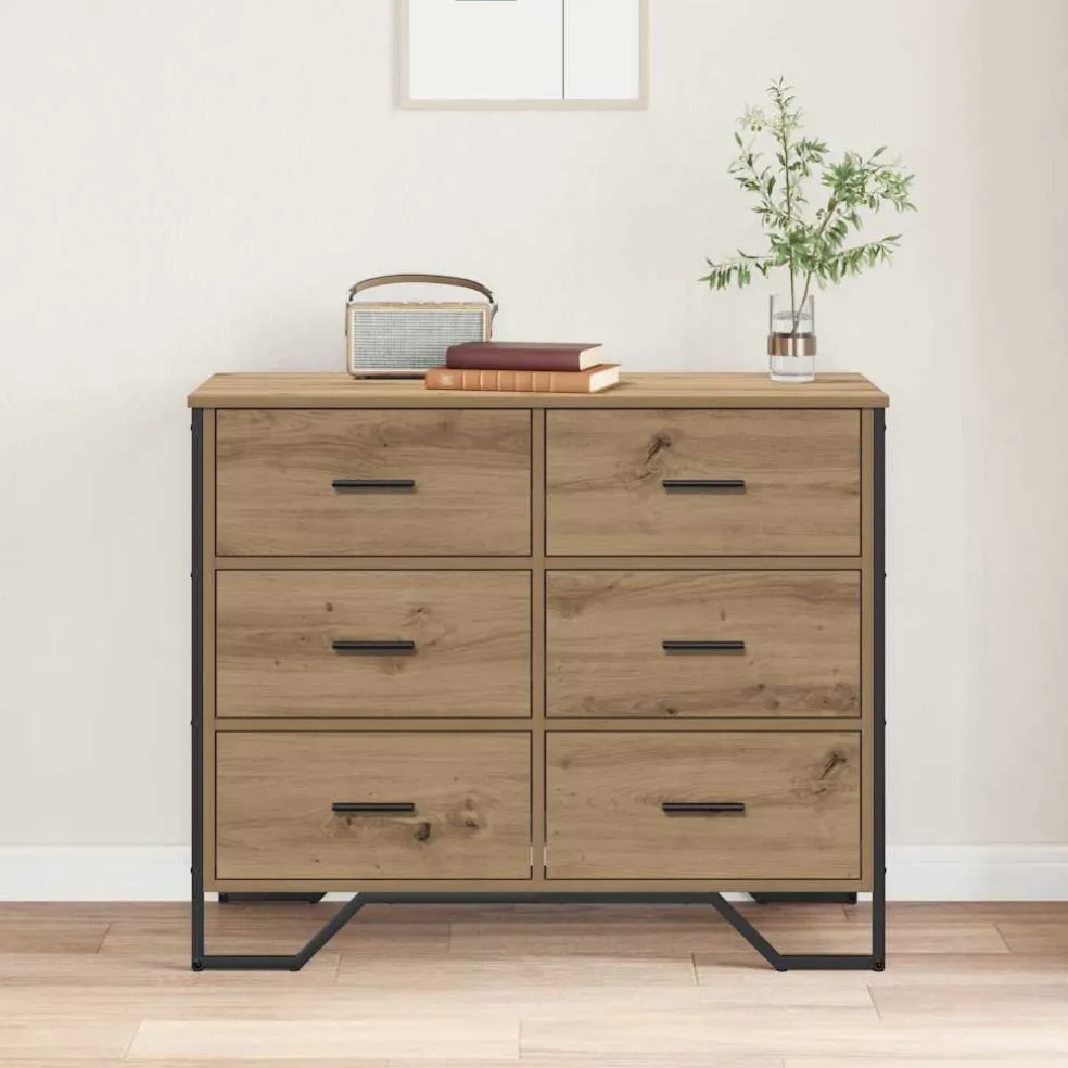 vidaXL Ladekast 6-Lade Artisan Eiken 91 x 35,5 x 74,5 cm