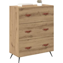 vidaXL Ladekast 3-Lade Artisan Eik 69,5 x 34 x 90 cm