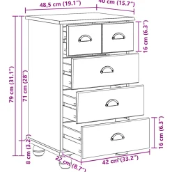 vidaXL Ladekast 5-Lade ASKIM Wit 48,5 x 40 x 79 cm Massief grenenhout