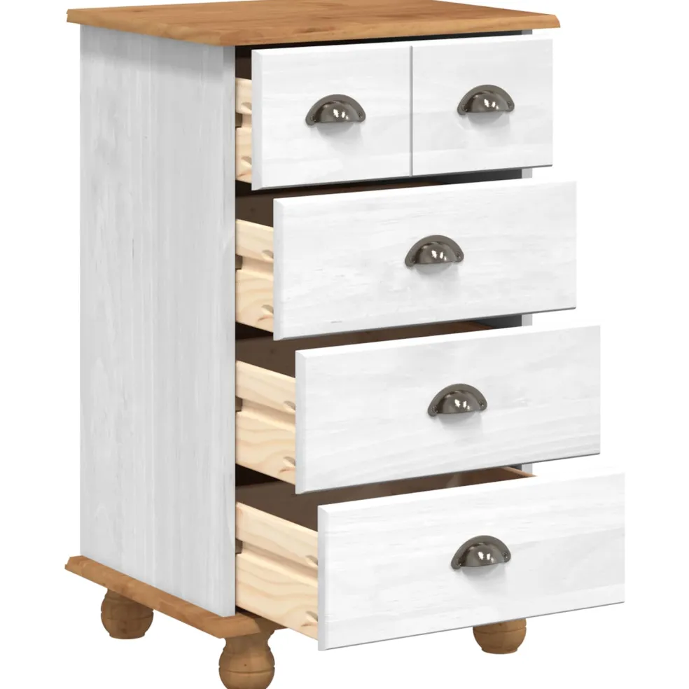 vidaXL Ladekast 5-Lade ASKIM Wit 48,5 x 40 x 79 cm Massief grenenhout
