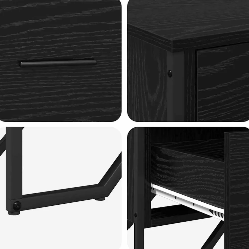 vidaXL Ladekast 6-Lade Zwart Eiken 91 x 35,5 x 74,5 cm