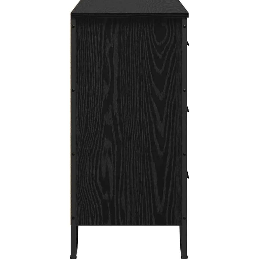 vidaXL Ladekast 6-Lade Zwart Eiken 91 x 35,5 x 74,5 cm