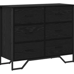 vidaXL Ladekast 6-Lade Zwart Eiken 91 x 35,5 x 74,5 cm