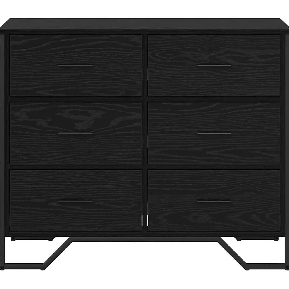 vidaXL Ladekast 6-Lade Zwart Eiken 91 x 35,5 x 74,5 cm