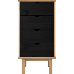 vidaXL Ladekast met lade OTTA Zwart 45 x 39 x 90 cm Massief grenenhout