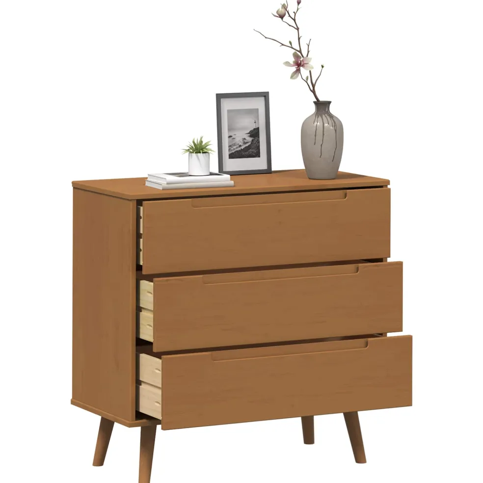 vidaXL Ladekast MOLDE Caramel 80 x 40 x 80 cm Massief grenenhout