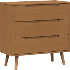 vidaXL Ladekast MOLDE Caramel 80 x 40 x 80 cm Massief grenenhout