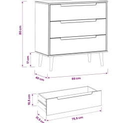 vidaXL Ladekast MOLDE Caramel 80 x 40 x 80 cm Massief grenenhout