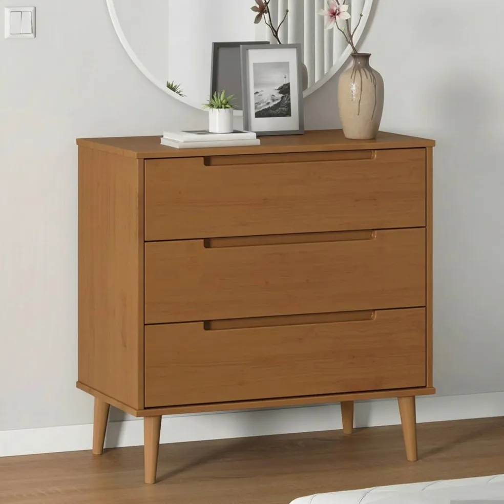 vidaXL Ladekast MOLDE Caramel 80 x 40 x 80 cm Massief grenenhout