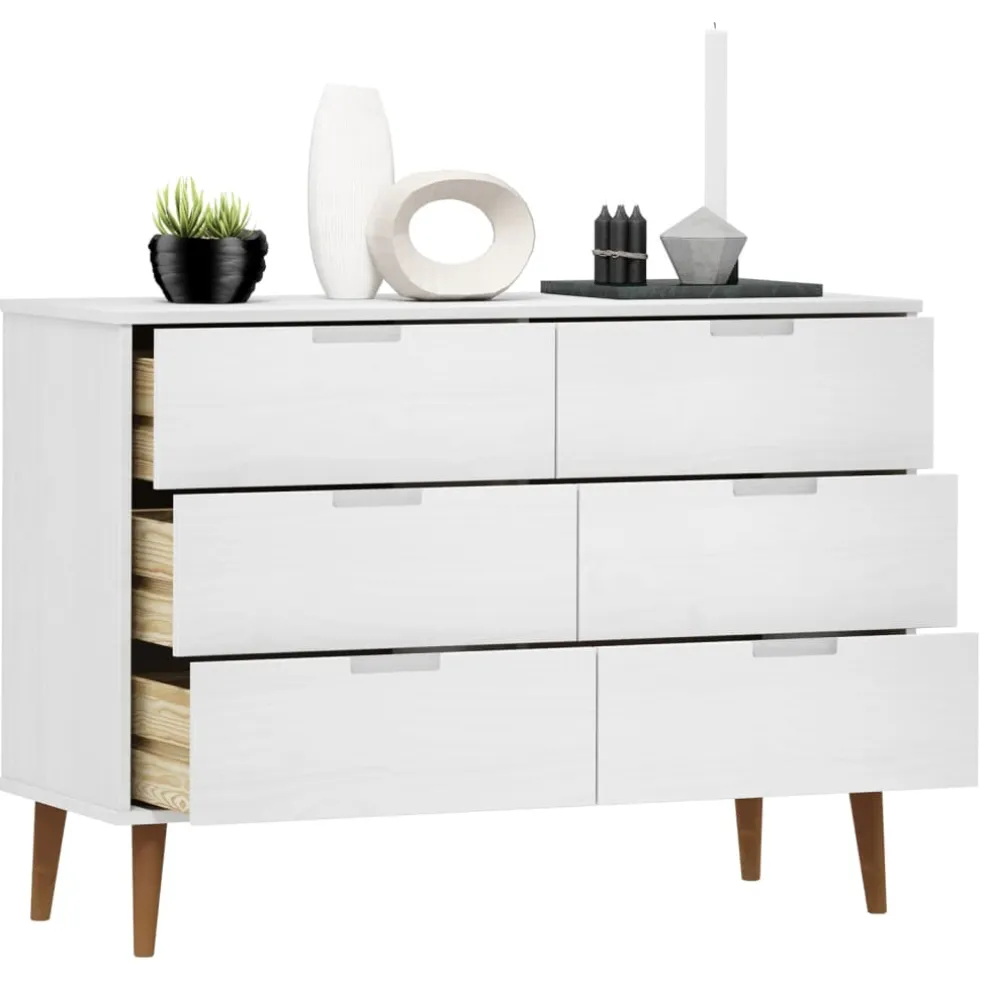 vidaXL Ladekast MOLDE 113x40x80 cm massief grenenhout wit