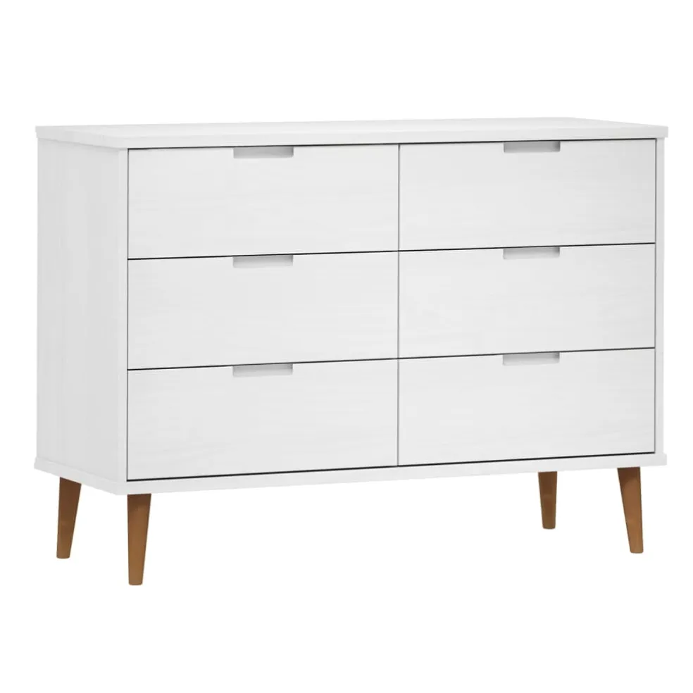 vidaXL Ladekast MOLDE 113x40x80 cm massief grenenhout wit