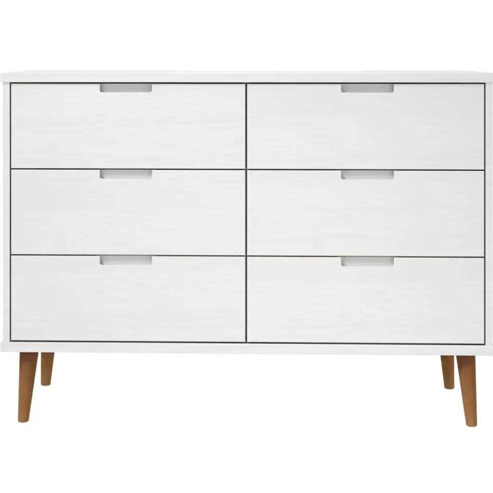 vidaXL Ladekast MOLDE 113x40x80 cm massief grenenhout wit