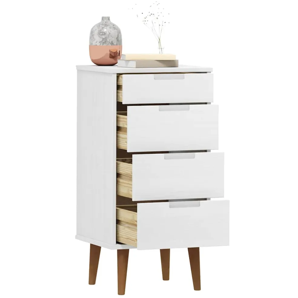 vidaXL Ladekast MOLDE 40x35x82 cm massief grenenhout wit