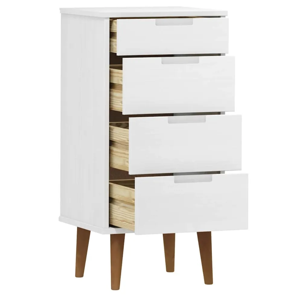 vidaXL Ladekast MOLDE 40x35x82 cm massief grenenhout wit
